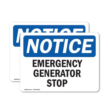 Signmission Generator Emergency Stop, 7 in W x Rectangle, Vinyl Decal OS-2PACK-NS-D-57-L-13098